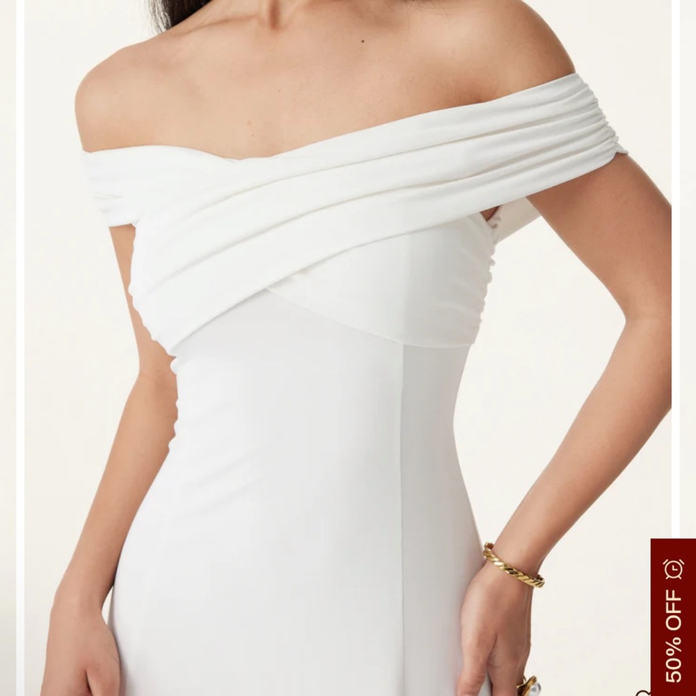 NWT OGL Eco-SkinKiss Flowy Criss Cross Off Shoulder Padded Brami Midi Dress XL